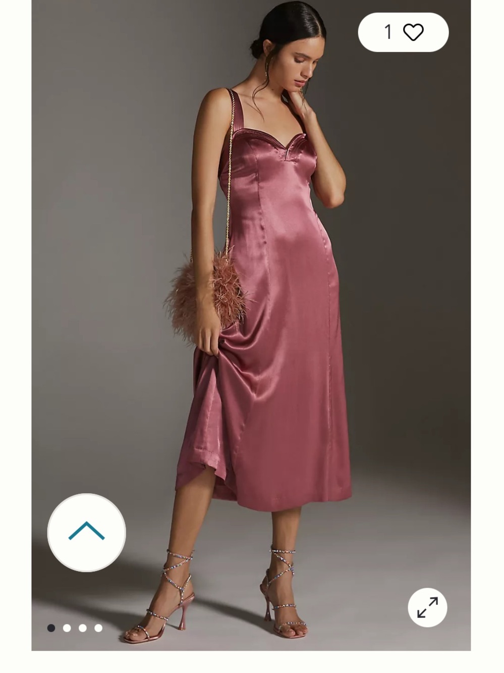 Anthropologie Cross-Back Midi Dress satin mauve party fall slip formal $200